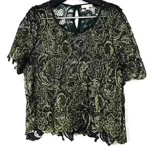 GB See Through Black and Gold Floral Shirt